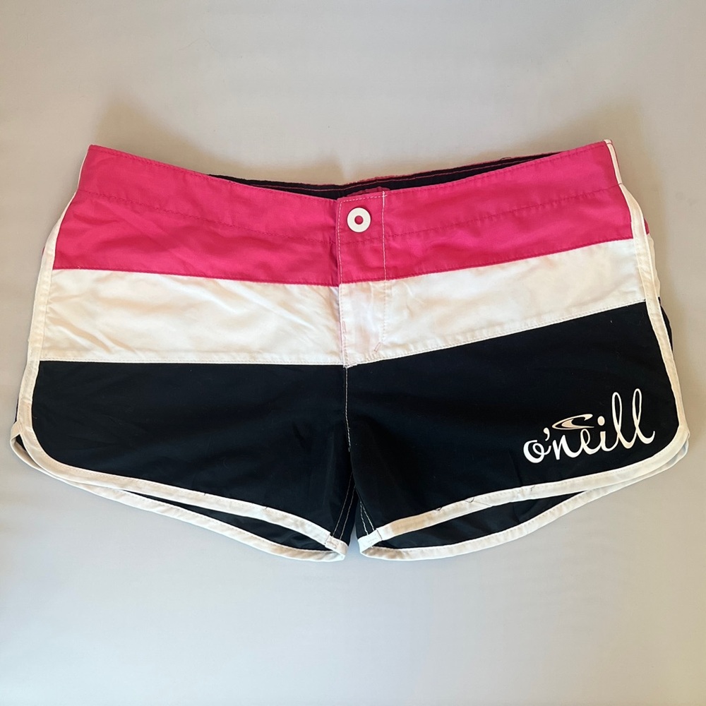O'Neill Women's Swim Shorts in Pink, White, and Black